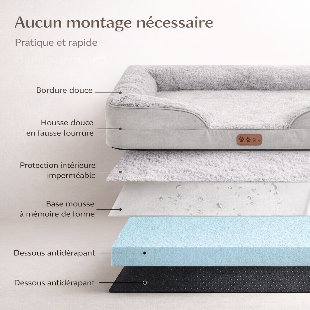 Memory Schaum Hundebett Universal C-Typ Armlehne Haustiersofa Abnehmbares Orthopädisches Hundekissen Katzenhöhle